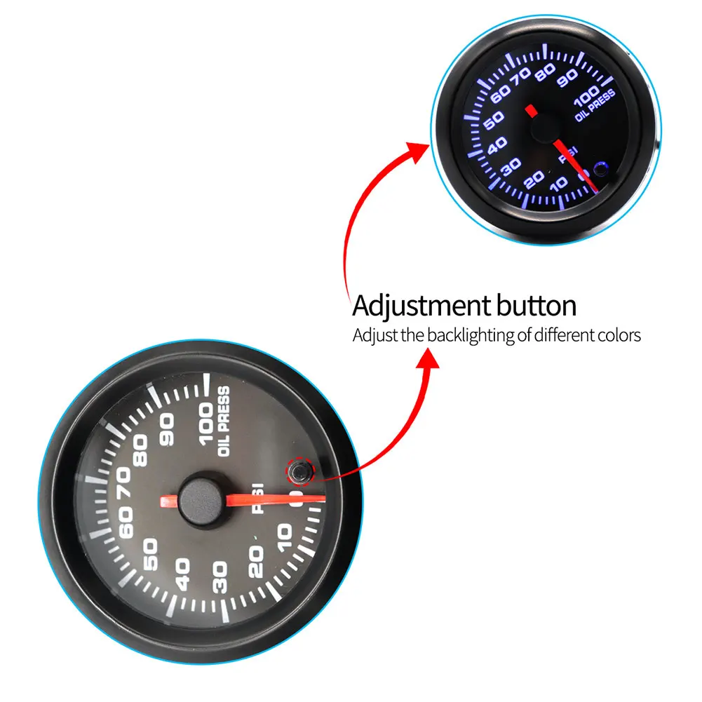 B4086 0-100PSI 7 светодио дный цветов Светодиодная подсветка 12 В в автомобильный датчик давления масла с датчиком 0-100PSI