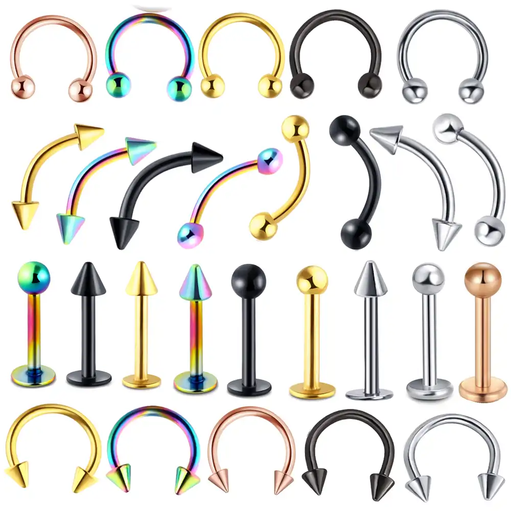 Body Piercing Jewellery Eyebrow Tongue Bar Labret Lip Nose Rings Stainless Steel
