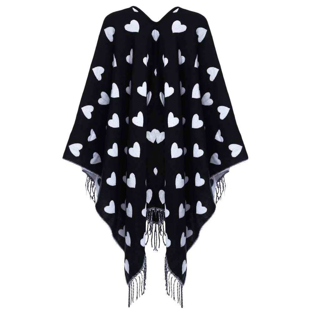 Long Tassels Pashmina Shawls women fashion heart print scarves Long