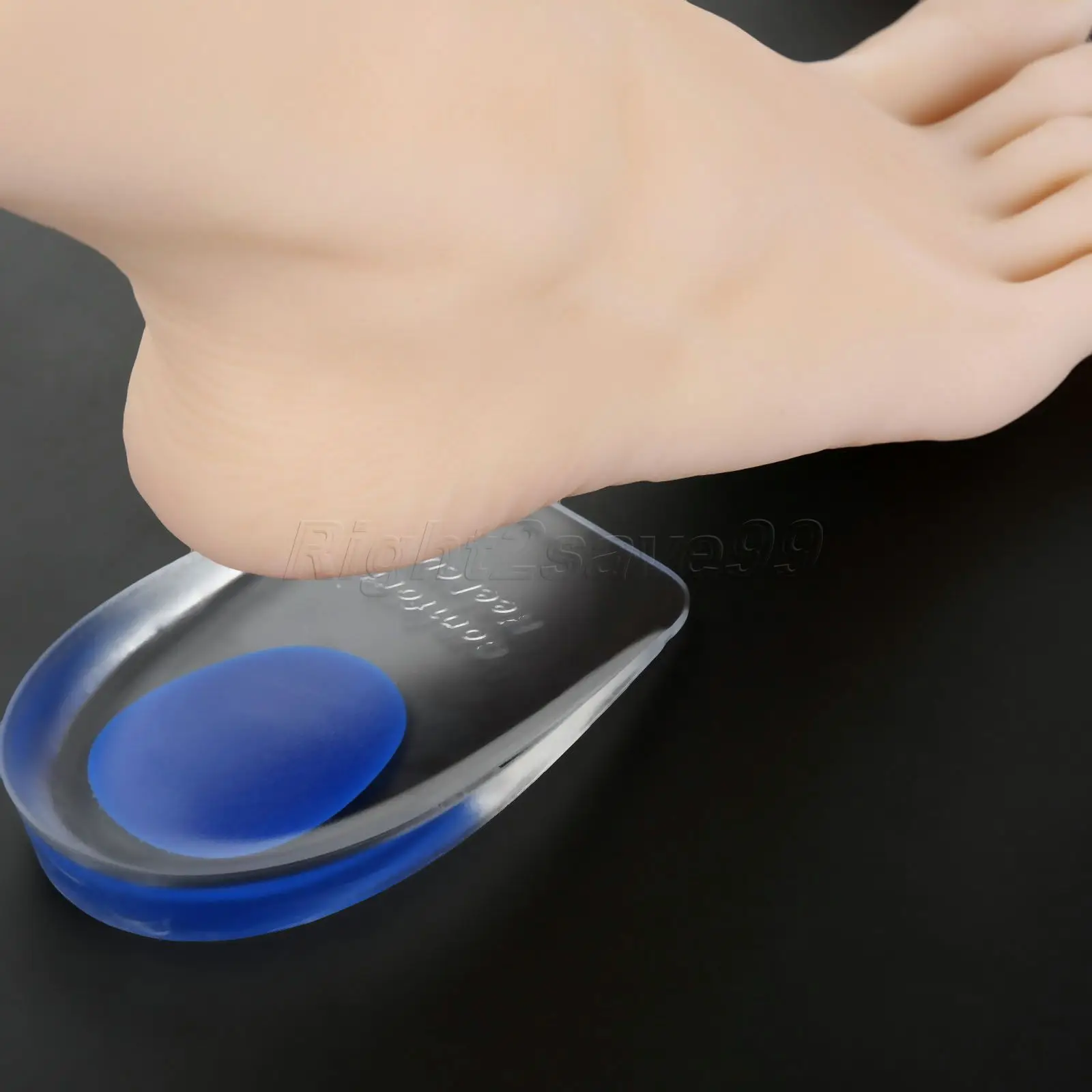 

2017 High Quality 1Pair Blue Cushions Foot Care Pads Gel insoles Massaging Heel Cushion Foot Care pads for shoes pain relief