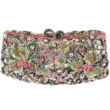 Stereoscopic high fashion vintage diamond Hollow flowers lavish wedding party clutch evening bag ladies handbag free shipping