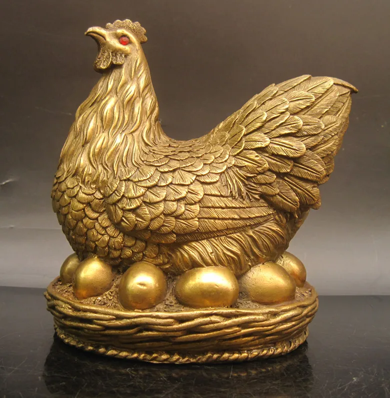 

wholesale bronze factory Copper Large hen decoration golden egg copper chicken laying hens
