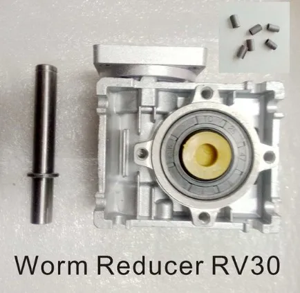 

5:1 to 80:1 Worm Reducer RV030 Worm Gearbox Speed Reducer With Shaft Sleeve Adaptor for 6.35mm Input Shaft of Nema 23 Motor