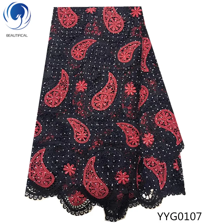 

BEAUTIFICAL beaded cord lace fabric nigerian cord lace fabrics guipure lace fabric 2018 for 5 yards high quality wedding YYG01
