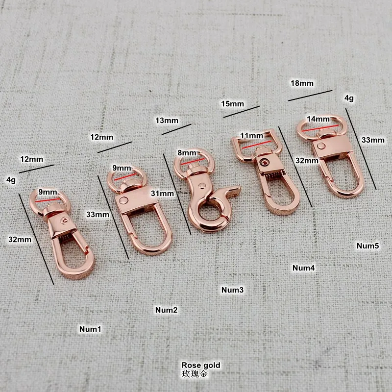 4 шт. 30 шт. розовое золото поворотные зажимы для лобстеров карабины металлические цинковые аксессуары для сумок выходные вешалка для сумок