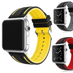 Спортивный силиконовый ремешок для Apple Watch 4 Band Series 4 1 2 3 Мягкая полоса цвет Сращивание ремешок для часов iWatch Sports Edition