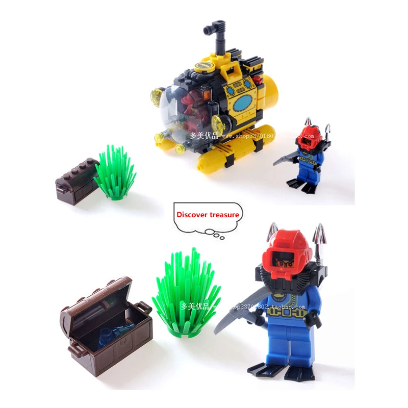 122Pcs Undersea City Series Treasure Hunt Tiny Submarine Building Blocks Model Compatible Legoe City Toys Gift For Children (3)