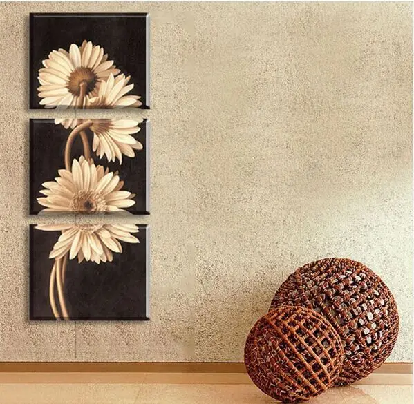 

HOME DECOR High Precision wall printing Set of 3 Blooming sunflower Stretched canvas oil painting printer Ready to Hang