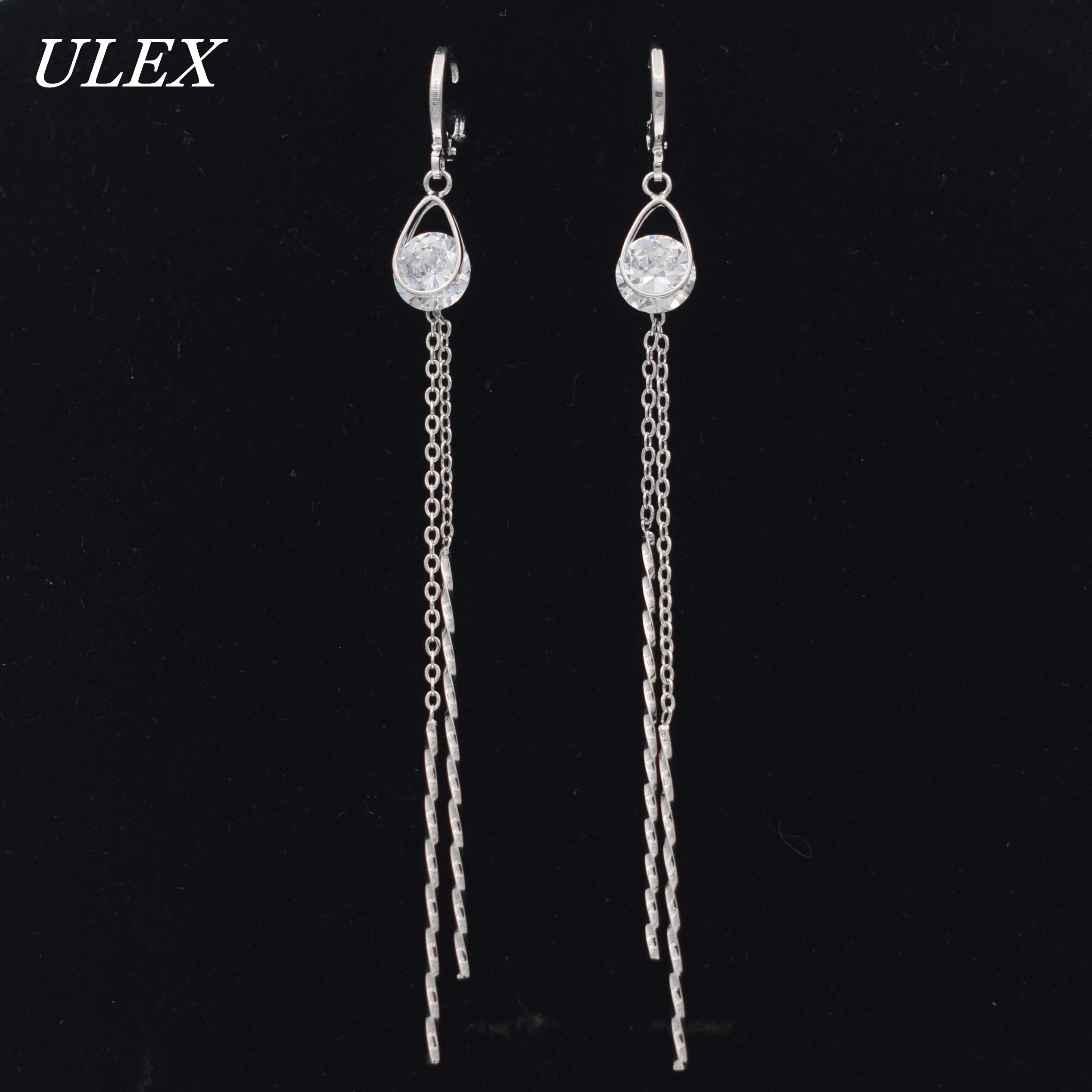 

2019 Fashion Female Crystal Drop Earrings With AAA Cubic Zirconia Silver Boho Wedding Jewelry Long Dangle Earrings