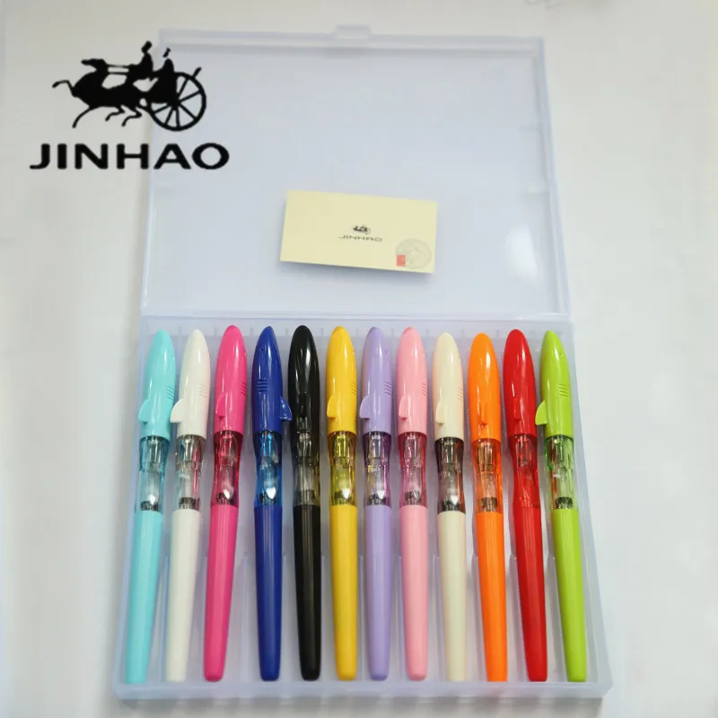 JINHAO Акула авторучка 12 Цветов красный/розовый/Черная F/EF Перьевая ручки финансовый