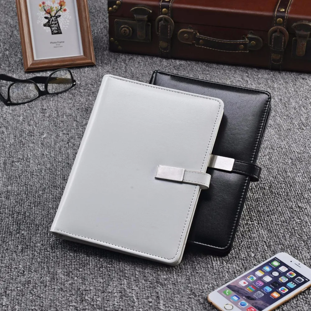 

A5 Business Spiral Notebook Planner Agenda Leather Cover Personal Diary Ring Travel Journal For Gift (Black/White) 6 Ring Binder