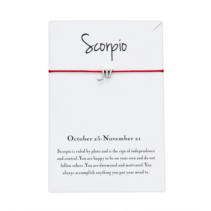 Женский браслет с надписью Wish Card Scorpio Красный Регулируемый ручной работы