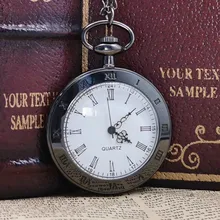 Винтажные черные римские цифры, кварцевые карманные часы для мужчин и женщин, Ретро Прозрачная стеклянная крышка, цепочка, ожерелье, подвеска, подарки