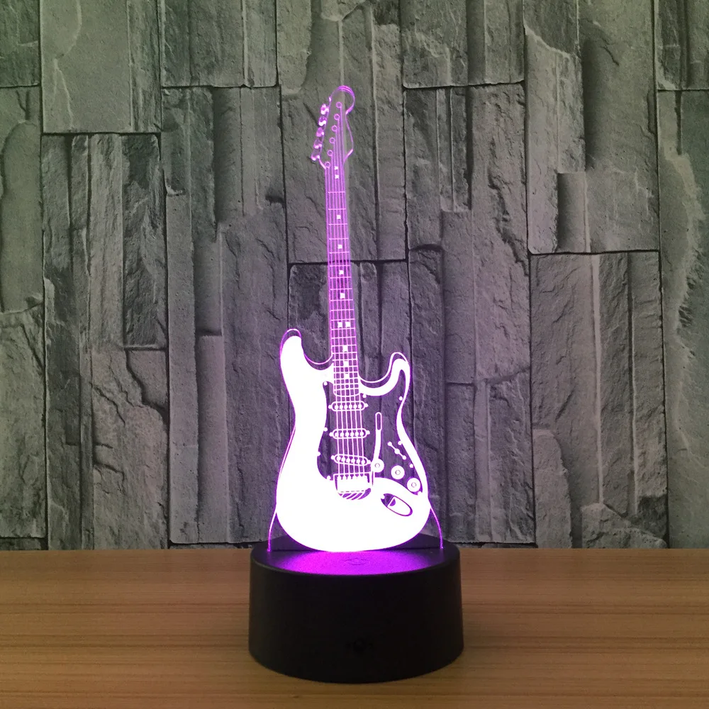 Музыкальная гитара, модель лампы, 7 цветов, меняющий визуальную иллюзию, светодиодный светильник, гитара, деко, модная игрушка, фигурка, детский подарок на день рождения