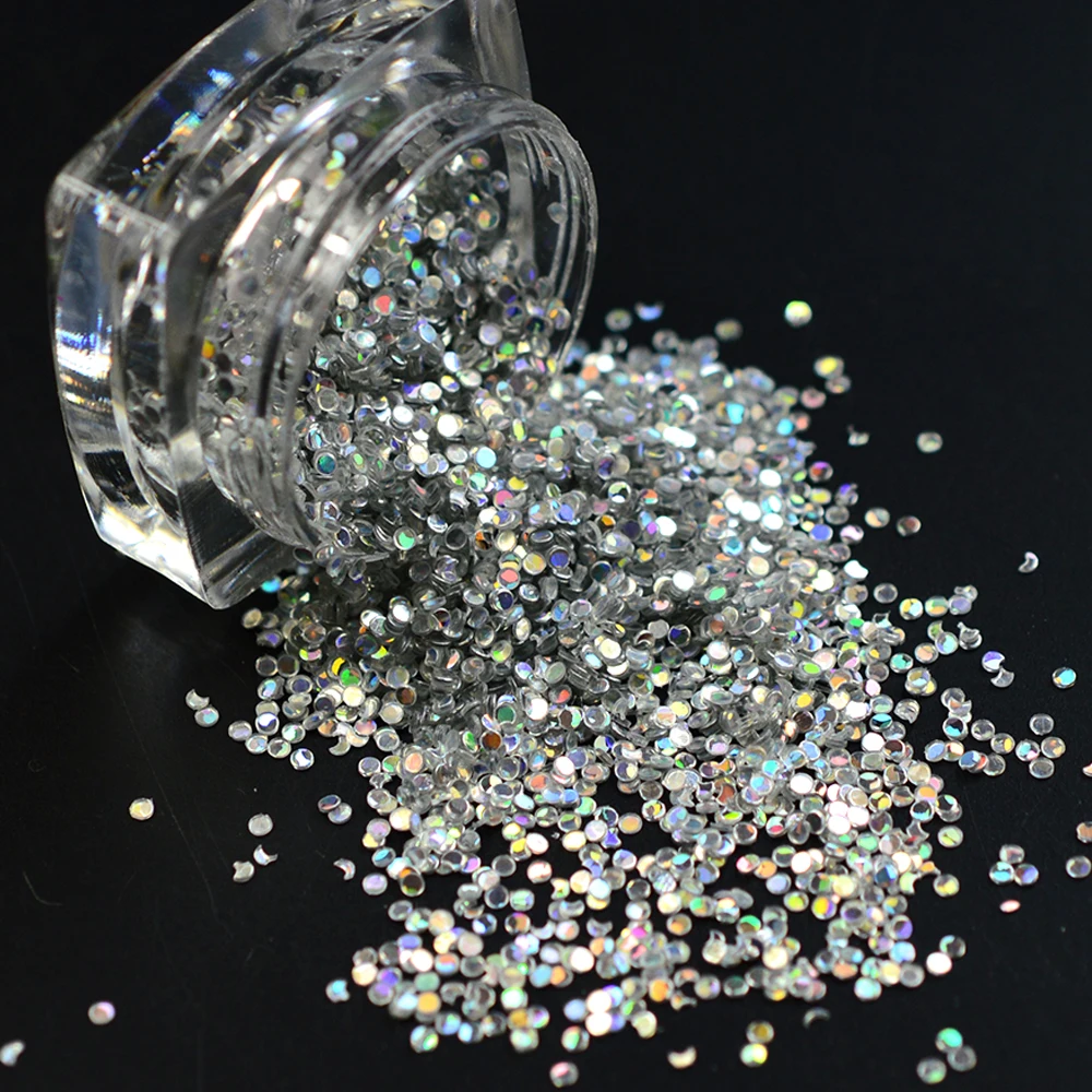

1g 3d Round Shining Laser Sliver Color Nail Art Glitter Paillette Round Thin Mixed Nail Sparkly Sticker Tip Manicure SAY09