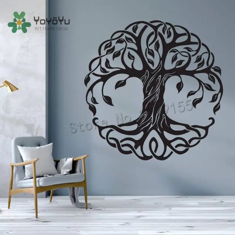 

Tree Decals Mandala Wall Stickers Tree Of Life Decal Bedroom Decor Circle Trees Vinyl Wallpaper Home Yoga Mural Cosmic TreeZW495