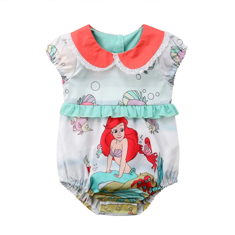 

Summer Newborn Baby Girls Infant Bodysuit Jumpsuit Sunsuit Playsuit Clothes Peter Pan Collar Sleeveless Girl Clothing 0-24M Cute