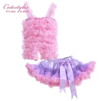 Cutestyles Fashion Girl Ball Gown Petty Girls Tutu Ballet Pink And Pupple Petti And Top For Children Clothing TC21219-05