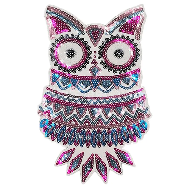 

Clothing Women Shirt Top Diy Large Patch cartoon owl bird Sequins deal with it T-shirt girls Patches for clothes boy 3D Stickers