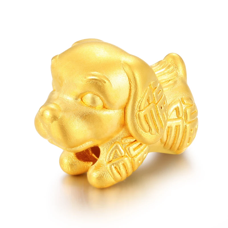 Solid Pure 24K Yellow Gold Bracelet Women 3D 999 Gold Fu Dog Bracelet