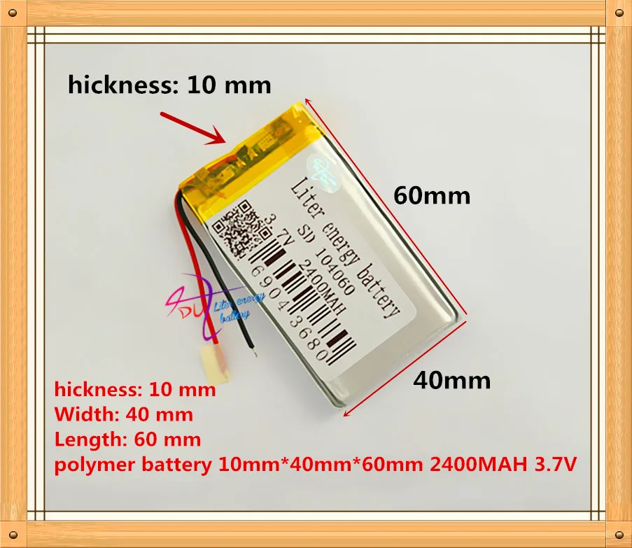 

104060 3.7V 2400mah Lithium polymer Battery with Protection Board For MP3 MP4 GPS Digital Products Free Shipping