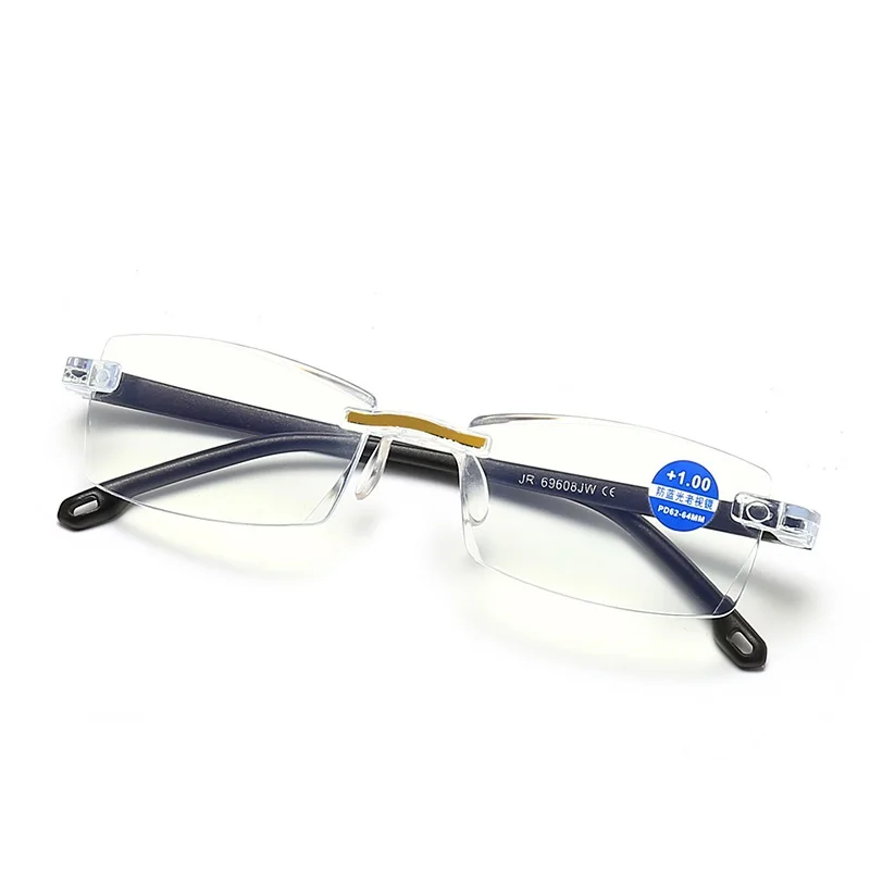 Ultralight Rimless Reading Glasses Women Men Blue Light Lnes Fashion Business Hyperopia Prescription Eyeglasses For Parents Gift