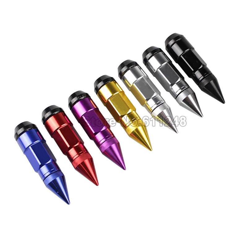 Skup Car Styling nakrętki do kół m12x1, 5 m12x1, 25 Racing nakrętka kompozytowa z zabezpieczeniem przeciw kradzieży stalowy zamek śruba z nakrętką koła z kolcami czerwony niebieski czarny