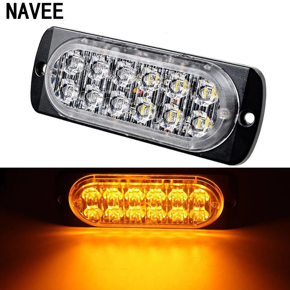 1PC 12 LED Car Emergency Light Bar 36W Flashing Mode Warning Bar Light