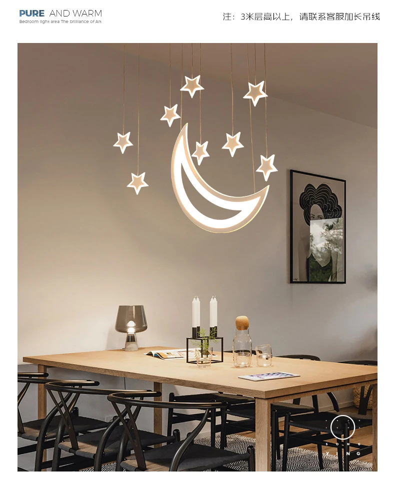 Star Moon Restaurant Chandelier Creative Personality Simple