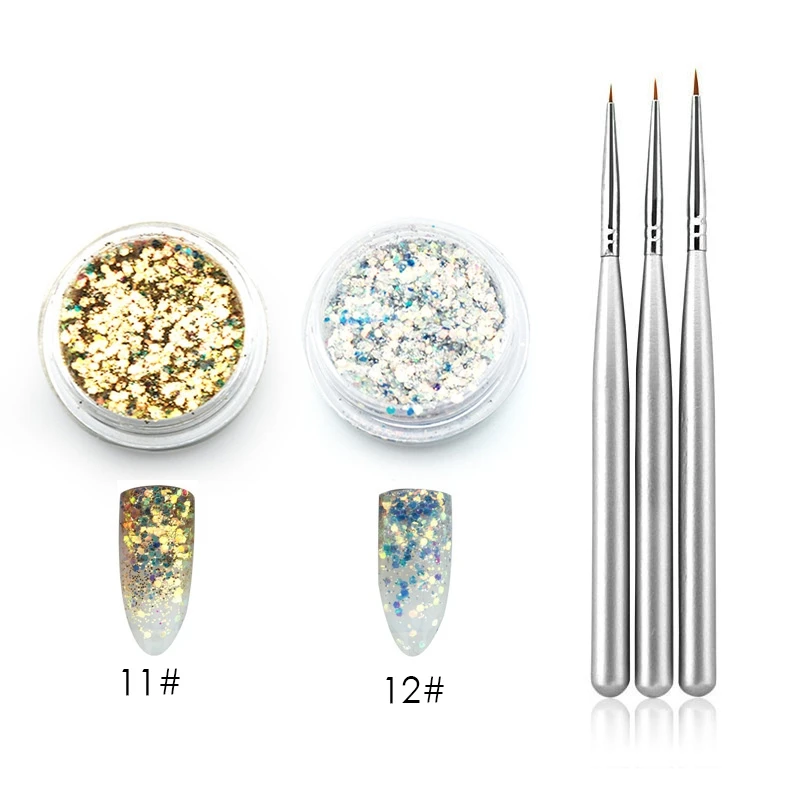 Rolabling набор кистей для дизайна ногтей, блестящая пудра для УФ-геля, гелевая ручка для ногтей, кисть для рисования, пылезащитный набор, набор для маникюра