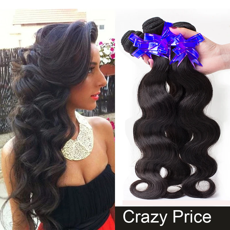 3 Bundles Indian Virgin Hair Body Wave 7A 100% Human Hair Extensions Rosa Hair Products Human Remy Queen hair Weave 8-30 inch