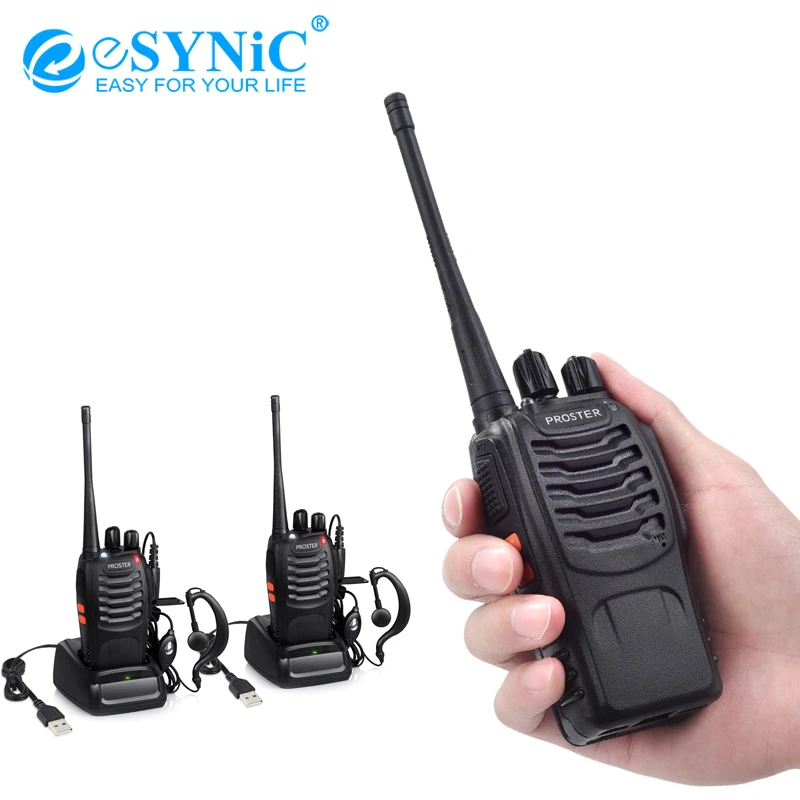 ESYNiC 2 передающая радиоустановка иди и болтай Walkie Talkie “иди Recargable со встроенным