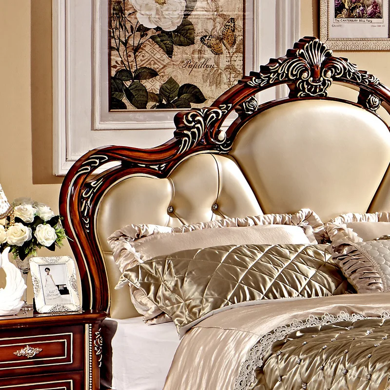 النمط الأوروبي عالية الجودة 5 قطعة طاقم غرفة نوم مع نحت من فوشان الأثاث