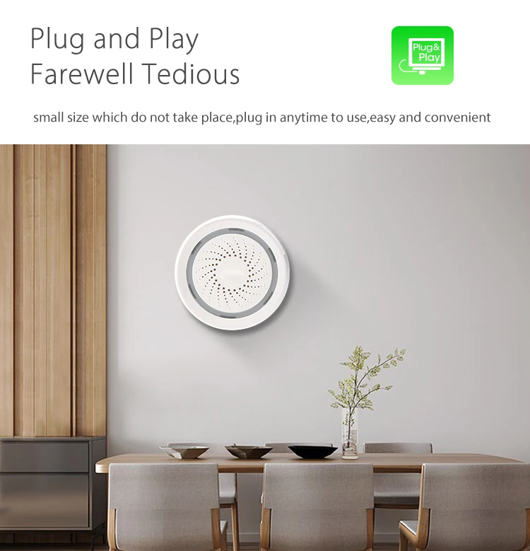Умный дом WiFi звуковой сигнал сирена Датчик USB питание через iOS Android приложение уведомления Plug And Play нет требования к концентратору