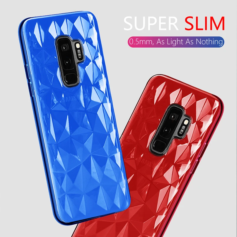 

ASINA Ultra Slim TPU Case For Samsung Galaxy S9 Cover Transparent Shockproof 3D Diamond Grid For Galaxy S9 Plus Coque Fundas