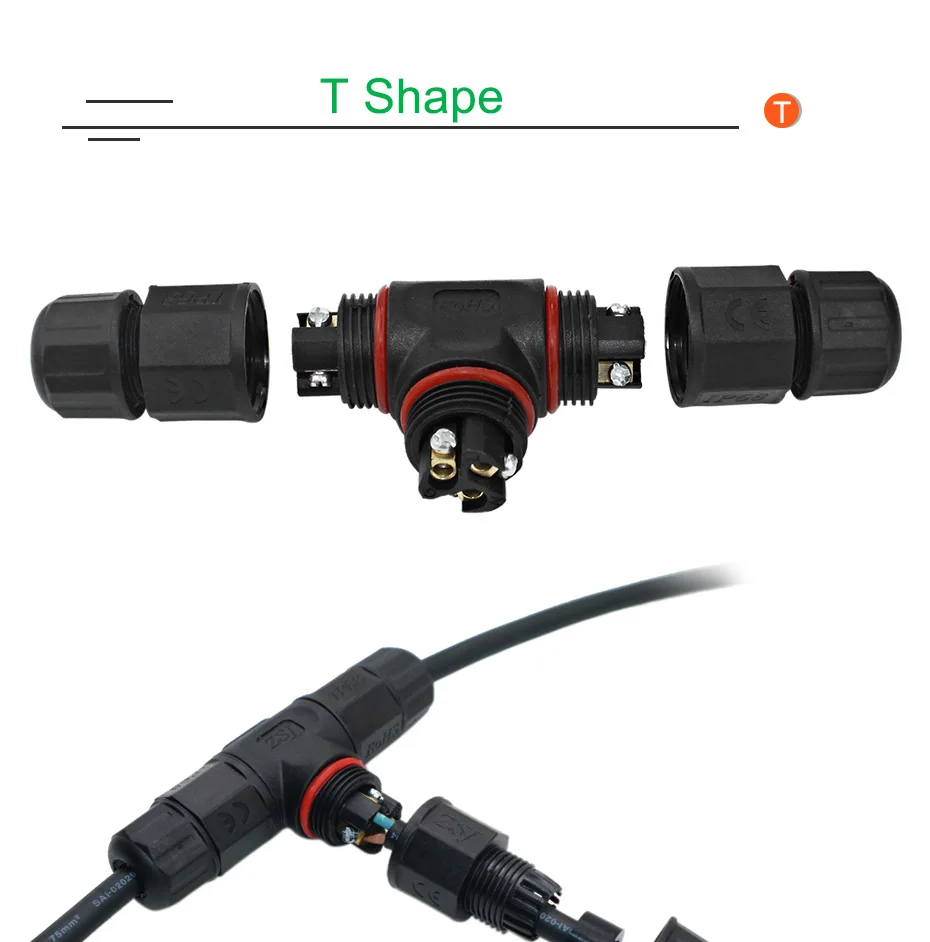 IP68 Водонепроницаемый светодиодный разъем для наружного использования проводной разъем 3pin прямой Т-образный крест кабельный разъем для сада Светодиодный светильник