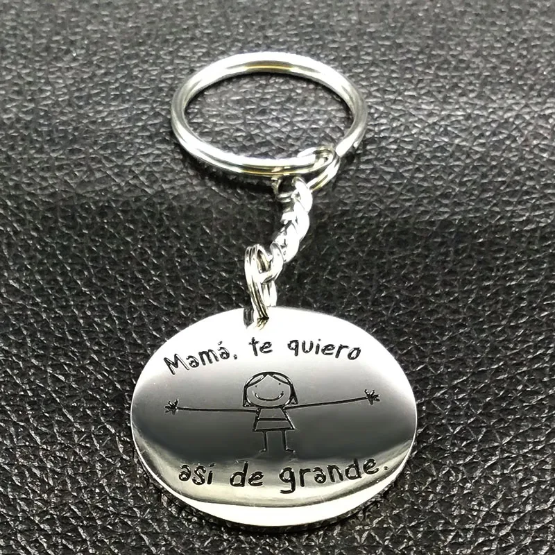 2018 nueva moda mamá te Quiero clave de acero inoxidable anillo de mujer de plata de Color bolsa de joyería de encanto de llaveros K77387B
