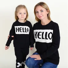 2018 Family Letter HELLO BYE Thickening Sweaters Clothing Mom And Daughter Son Mother Matching Clothes Winter Mommy Me Outfits