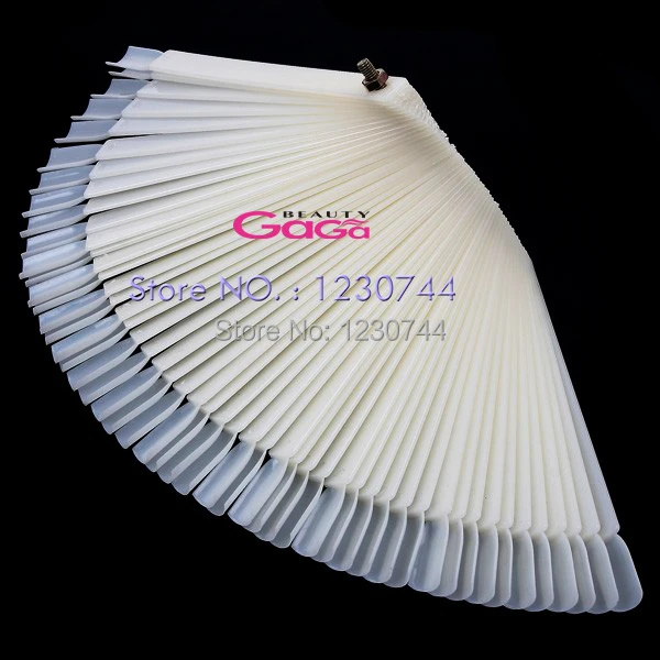 

Beauty 50pcs/set False Nail Art Tips Stick Practice Display Nail Polish Fan Display Natural Color Training Fake Acrylic Tips