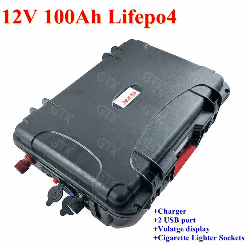 GTK 12V 100Ah LiFepo4 100Ah литиевая батарея 12v с BMS для рыбалки лодка Электрический Троллинг мотор жилой автофургон+ 10А зарядное устройство