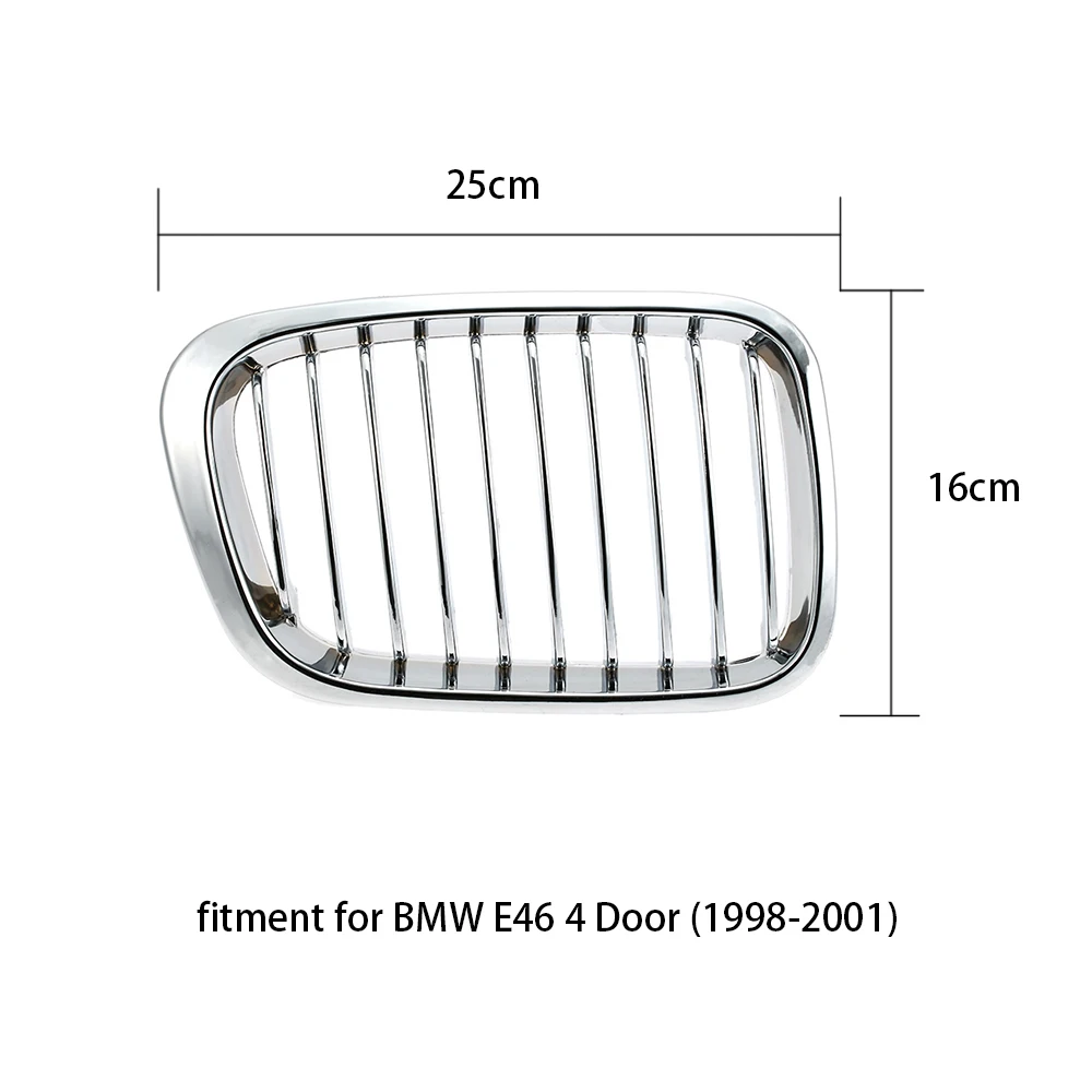 Одна пара хромированная Серебряная Передняя решетка решетки для BMW E46 4 двери 98-01