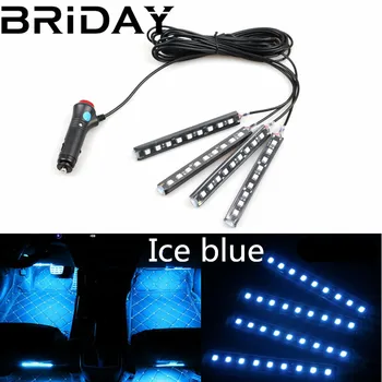

BRIDAY 4pcs/set Car LED Strip 10W Car Interior Decorative Atmosphere Strip Auto Pathway Floor Light car-styling 12V