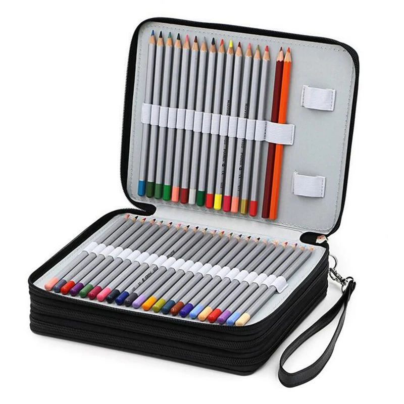 124 держатель, 4 слоя, портативные школьные карандаши из искусственной кожи, чехол, большая емкость, сумка для карандашей, цветные карандаши, акварель товары для рукоделия
