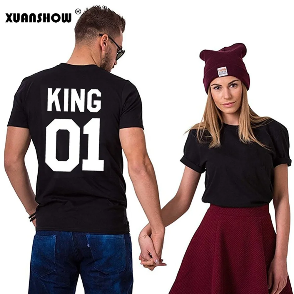 XUANSHOW новые модные летние футболки для пар с коротким рукавом Король Королева
