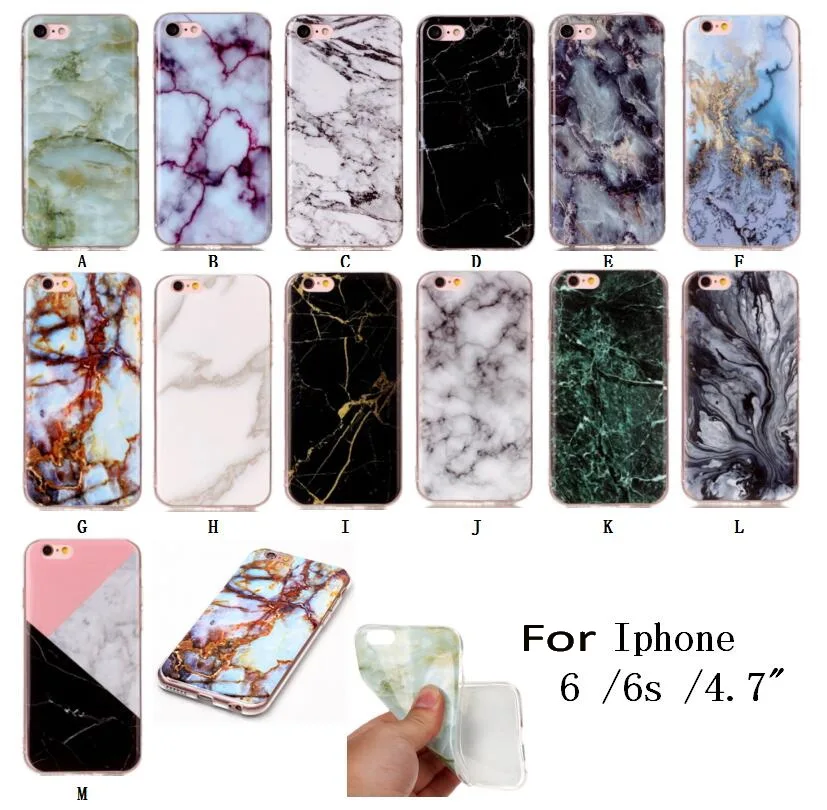 For iphone 6 Luxury Blue White Green Black Marble Design Phone Case Apple Iphone 6s 4.7inch Gloss TPU Soft Back Cover |