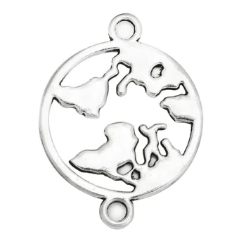 

Doreen Box Zinc Based Alloy Connectors Silver Color World Map Jewelry Accessories Findings 26mm(1") x 19mm( 6/8"), 50 PCs