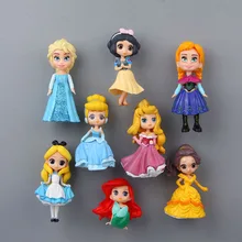 8pcs Princess Mermaid Snow White Souvenir Fridge Magnets for Kids PVC Cute Cartoon People Magnetic Sticker 6-7 CM