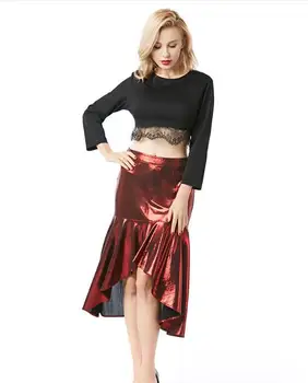 

Women Vintage Victorian Steampunk Irregular Satin Ruffled Skirt Yellow
