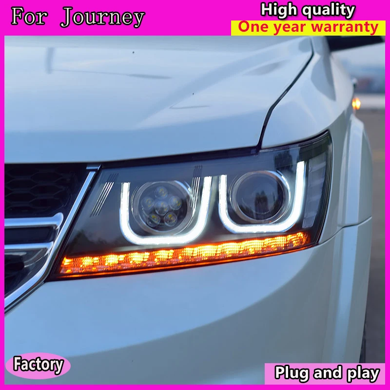 Best Offers Car Styling for Dodge Journey led Headlights 2009-2018 bi xenon lens Double U LED DRL xenon H7 Car headlight Accessories