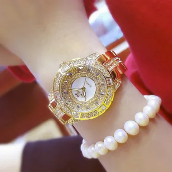 

Luxury Brand Watches Women Stainless Steel Quartz Watch Roman Scale Multi Cutting Surface Mirror Bracelet Watch Water Resistant